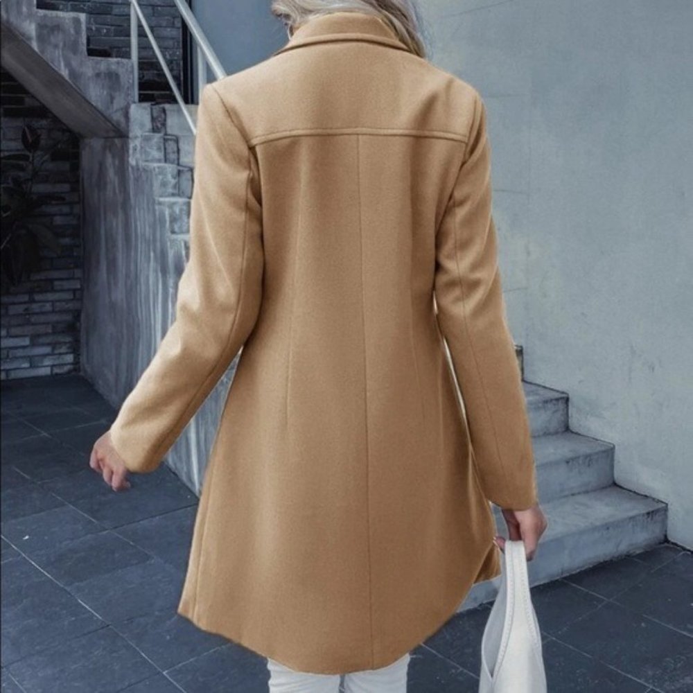 Fall Winter Peacoat Trench Coat Long Jacket Camel Tan Brown LAST ONE - Picture 3 of 7